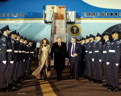 US President Trump Arrives in UK for Second State Visit Amid Demonstrations Assemble in Windsor